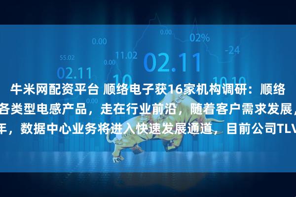 牛米网配资平台 顺络电子获16家机构调研：顺络已提前布局TLVR结构的各类型电感产品，走在行业前沿，随着客户需求发展，未来几年，数据中心业务将进入快速发展通道，目前公司TLVR已有批量向客户供应（附调研问答）