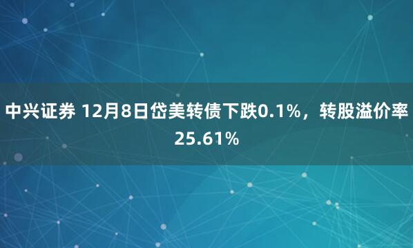 中兴证券 12月8日岱美转债下跌0.1%，转股溢价率25.61%